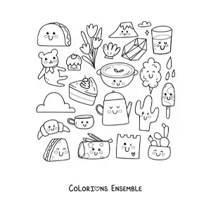 Coloriage de nourriture et de bonbons kawaii