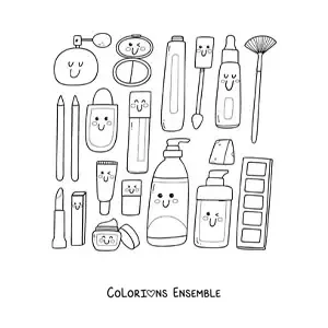 Coloriage de maquillage kawaii
