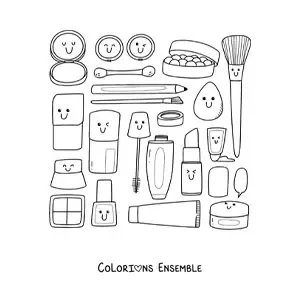 Coloriage d'articles de maquillage en dessin animé