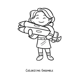 Coloriage d'une fille kawaii avec des crayons de couleur