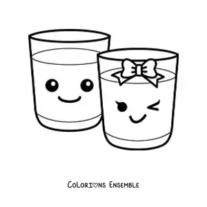 Coloriage de verres kawaii bien remplis