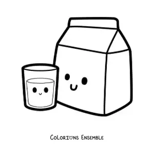 Coloriage d'un verre de lait kawaii
