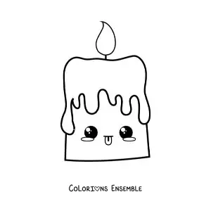 Coloriage d'une bougie kawaii allumée