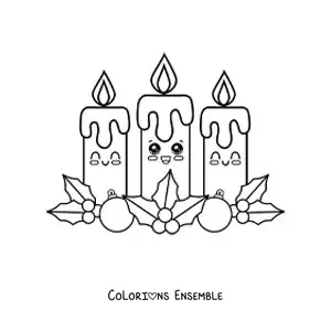 Coloriage de bougies de l'Avent kawaii