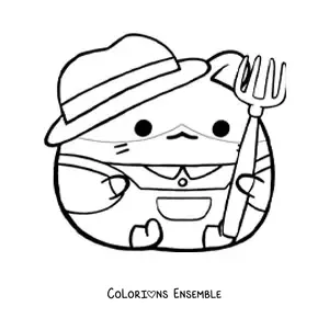 Coloriage d'un grand hamster fermier kawaii