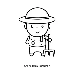 Coloriage d'un grand fermier kawaii