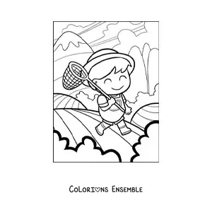 Coloriage d’un fermier kawaii en caricature
