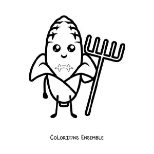 Coloriage d’un maïs fermier kawaii animé