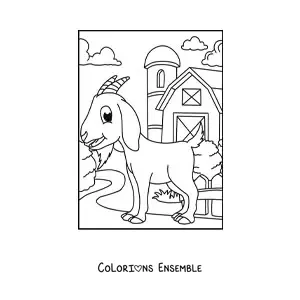 Coloriage d’une chèvre animée à la ferme