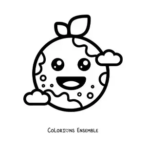 Coloriage de la planète Terre kawaii