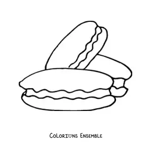 Image à colorier de trois biscuits fourrés