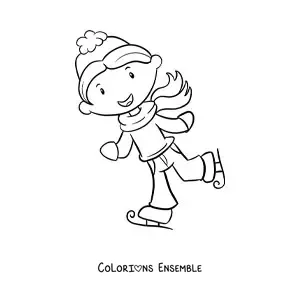 Image à colorier d'un garçon qui fait du patin à glace