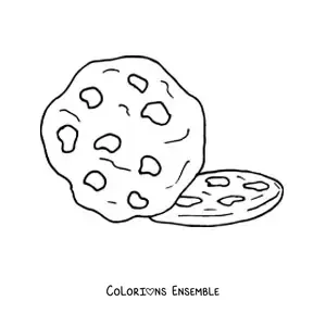 Image à colorier de deux biscuits aux pépites de chocolat