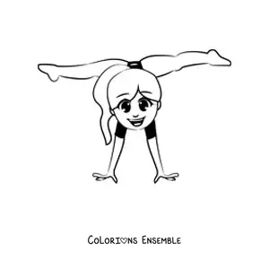 Image à colorier d'une petite fille qui fait de la gymnastique