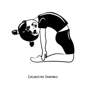 Image à colorier d'une petite fille kawaii qui fait de la gymnastique artistique
