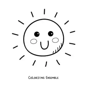 Image à colorier d'un grand Soleil kawaii animé