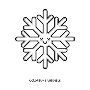 Image à colorier d'un flocon de neige kawaii animé