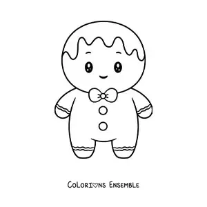 Image à colorier d'un bonhomme en pain d'épice kawaii