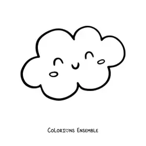 Image à colorier d'un grand nuage kawaii
