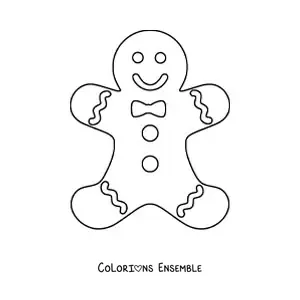 Image à colorier d'un bonhomme en pain d'épice les bras écartés