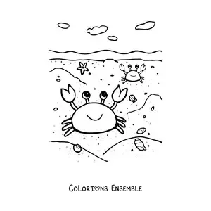 Coloriage de crabes au bord de la plage