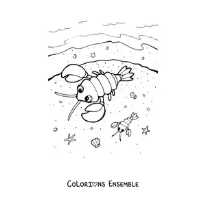 Coloriage de homards sur la plage