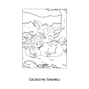 Coloriage de cerfs de la forêt kawaii