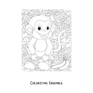 Coloriage d'un singe sauvage