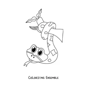 Coloriage d'un serpent kawaii de la jungle