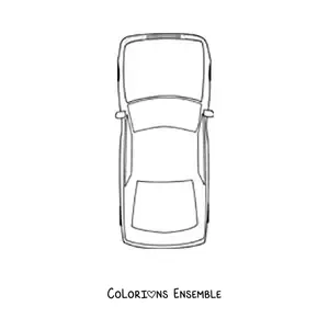 Image à colorier d’une voiture vue de dessus