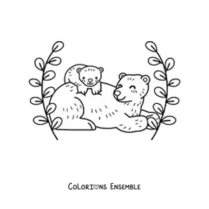 Coloriage d'une maman ourse avec son petit