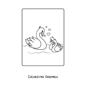Coloriage d'une maman canard avec ses canetons