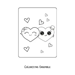 Coloriage d'un couple de cœurs