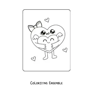 Coloriage de cœurs kawaii