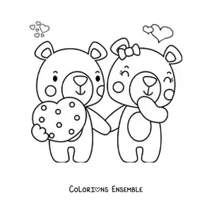 Coloriage d'ours amoureux pour la Saint-Valentin