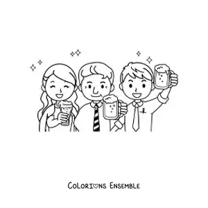 Coloriage d'un toast du Nouvel An