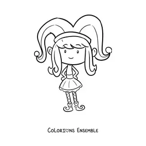 Image à colorier d'une fillette avec un chapeau de carnaval