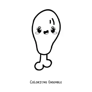 Image à colorier d'un mignon poulet frit kawaii