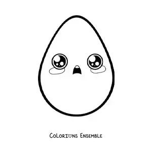 Image à colorier facile d'un mignon œuf kawaii