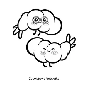 Image à colorier de mignonnes crevettes kawaii