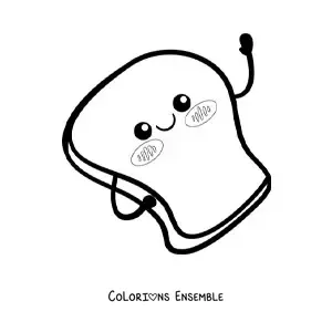 Image à colorier d'une mignonne tartine grillée kawaii