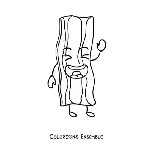 Image à colorier d'un mignon bacon frit kawaii