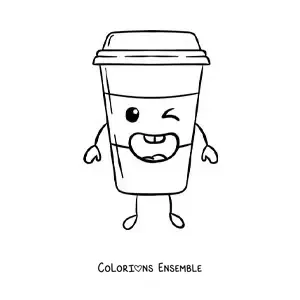 Image à colorier facile d'une mignonne tasse de café kawaii