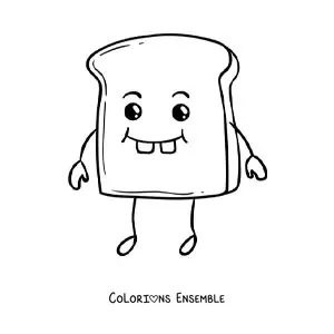 Image à colorier facile d'une mignonne tartine grillée kawaii