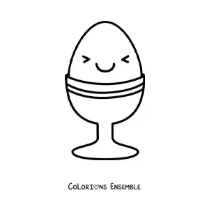 Image à colorier d'un grand œuf kawaii tout mignon