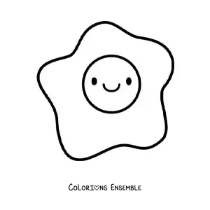Image à colorier d'un grand œuf au plat kawaii tout mignon