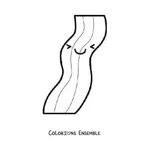 Image à colorier d'un grand bacon kawaii tout mignon
