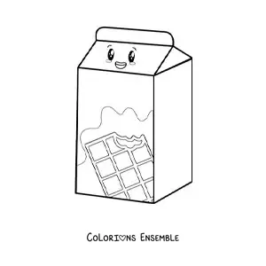 Image à colorier d'un mignon lait au chocolat kawaii