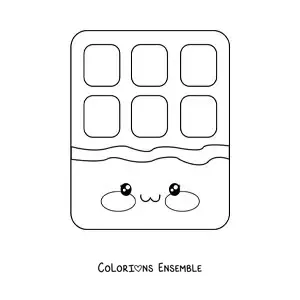 Image à colorier d'une barre de chocolat kawaii