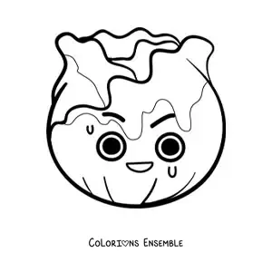 Image à colorier d'une mignonne laitue kawaii de dessin animé en colère